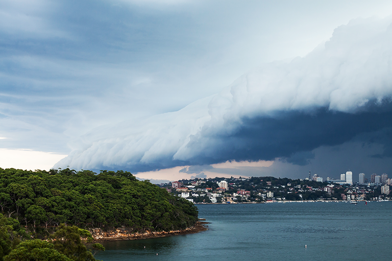 Storm cloud roll in sydney harbour